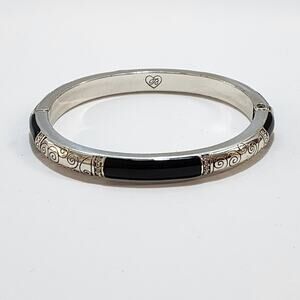 Brighton Silver and‎ Black Enamel Hinged Bracelet
